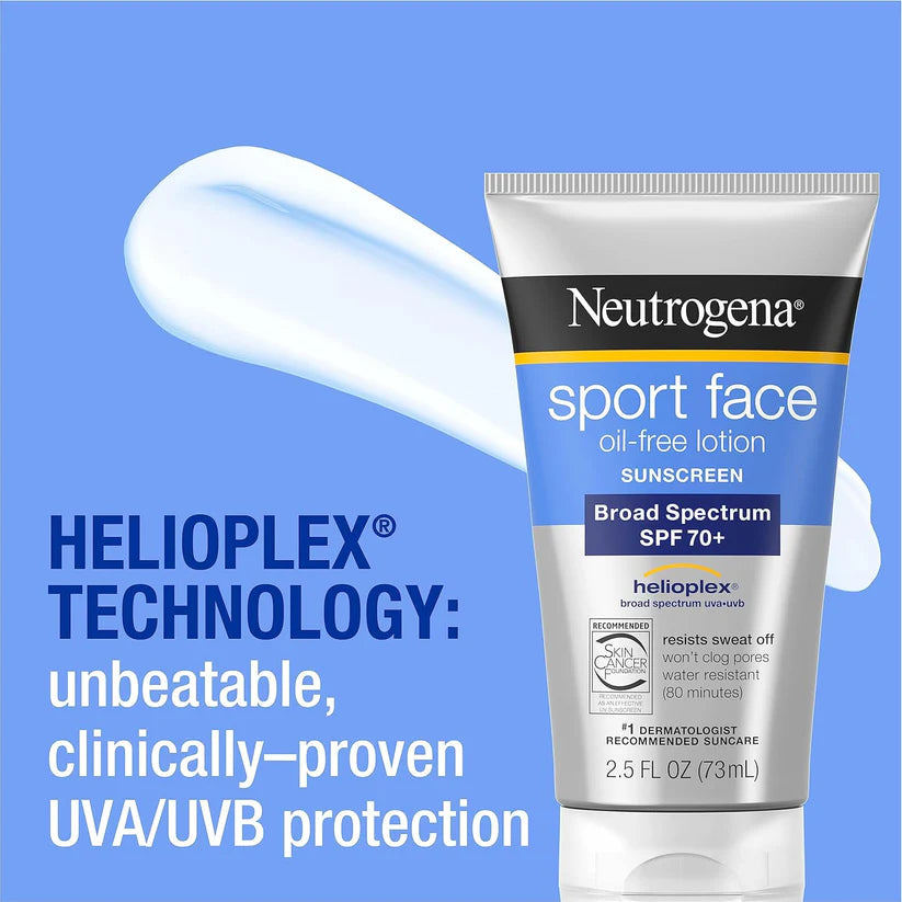 Neutrogena Sport Face Sunscreen, Broad Spectrum Sunblock SPF 70+, Water Resistant Sunscreen For Face